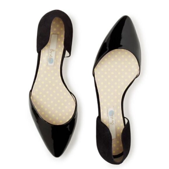 Boden- Women’s D’Orsay Cleo Black Patent Mixed Media Leather Flats, Size 38/ 7.5 - Picture 1 of 15